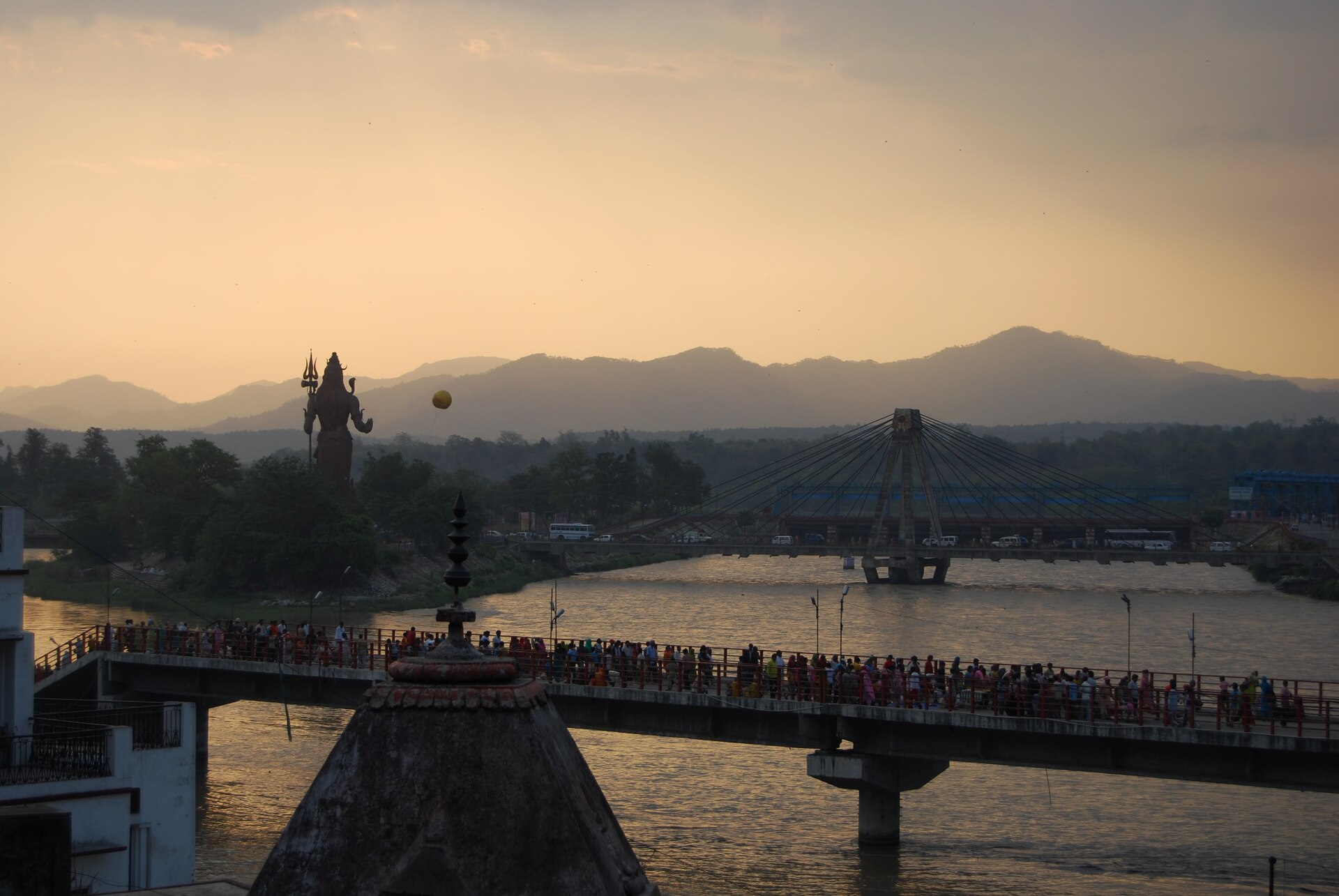 Evening light over the Ganga near Shivpuri beyond Rishikesh